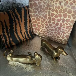 Brass winner dog, doxin, dashound card holder and paper weight